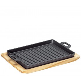 Küchenprofi BBQ Grill Servierplatte eckig mit Holzbrett 
