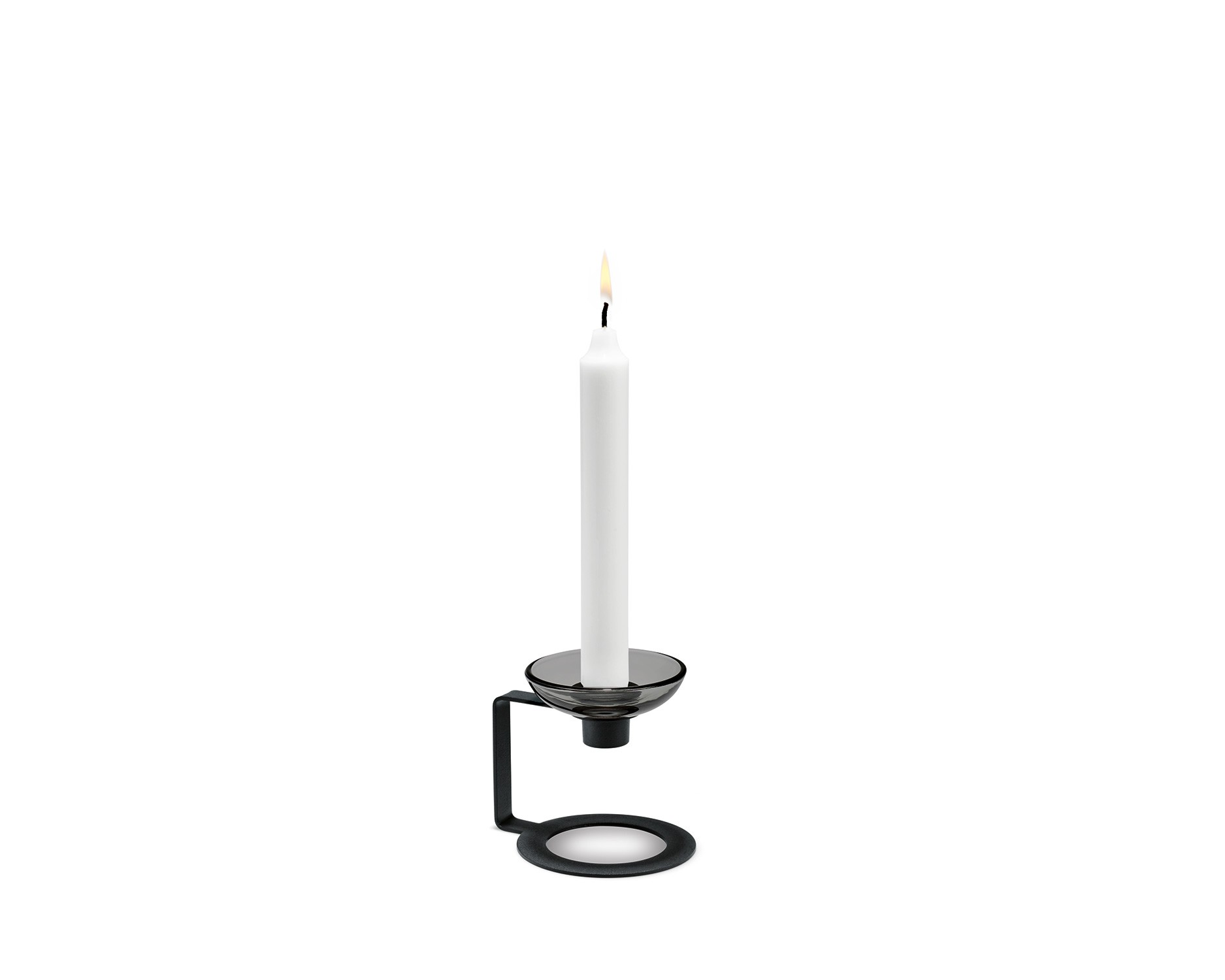 Holmegaard LUMI Kerzenständer einarmig 9cm schwarz