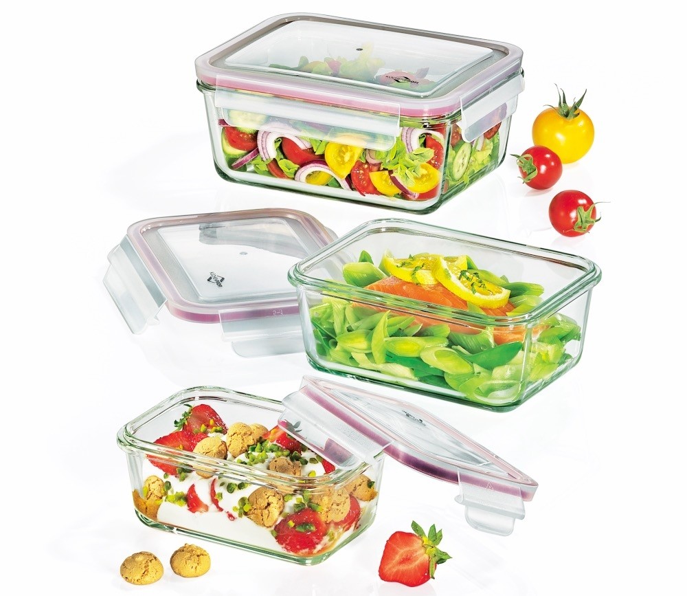 Küchenprofi Lunchbox Vorratsdosen Set Glas rechteckig 3tlg