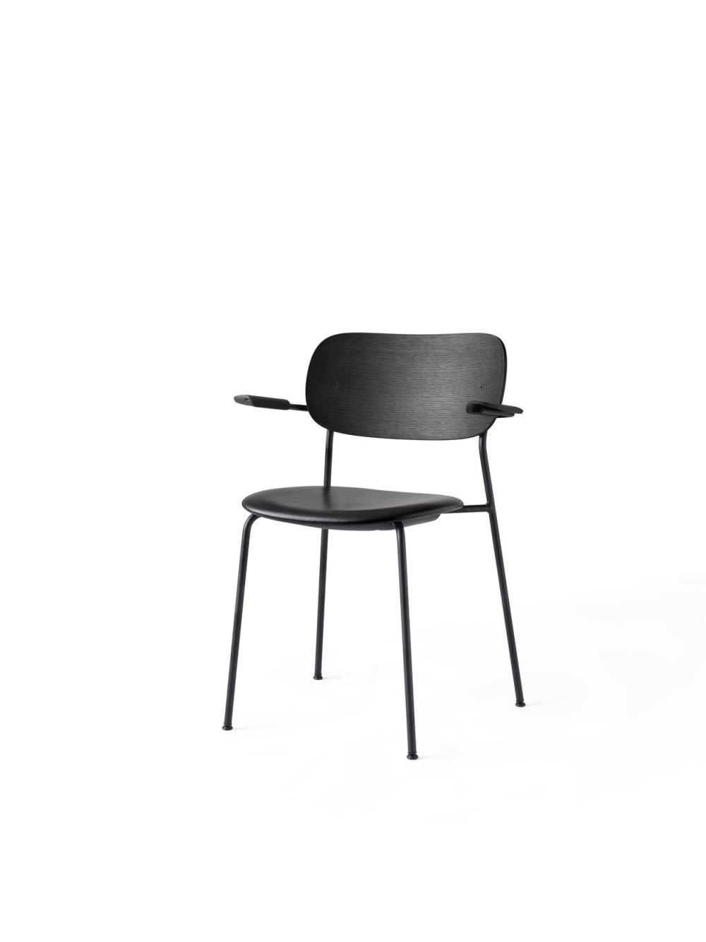 Menu Co Chair Dining Chair Black Steel Base Leather Dakar Black Oak Back Esszimmerstuhl