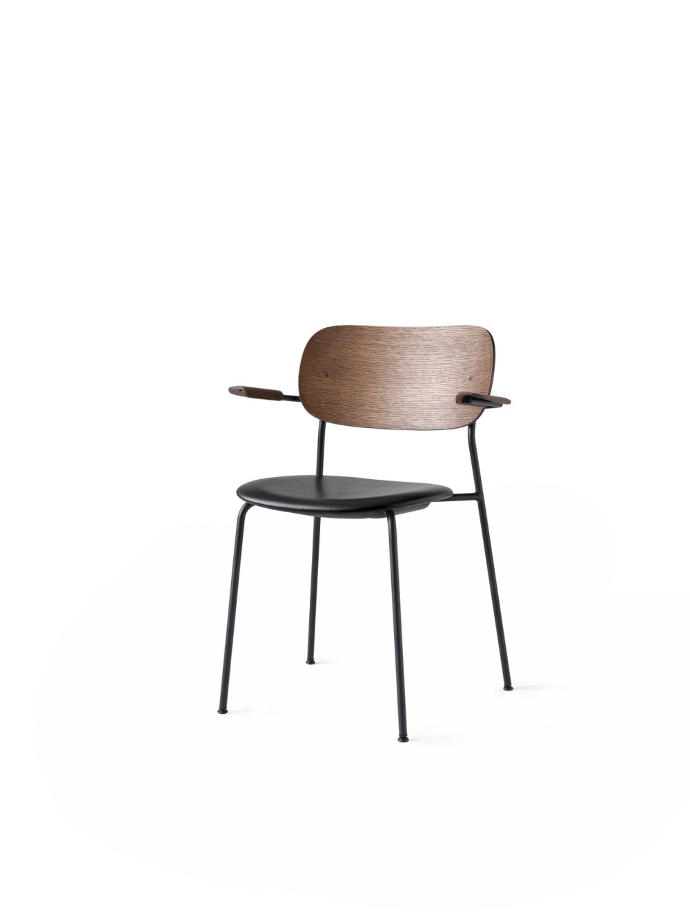 Menu Co Chair Dining Chair Black Steel Base Leather Dakar Seat and Back Dark Stained Oak Esszimmerstuhl