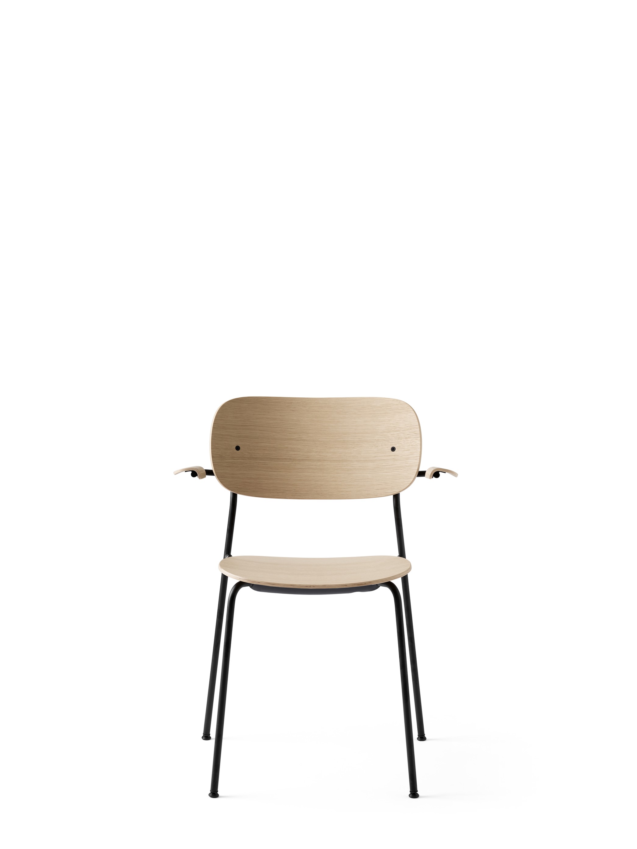 Menu Co Chair Dining Chair Black Steel Base Natural Oak Seat and Back mit Lehne Esszimmerstuhl