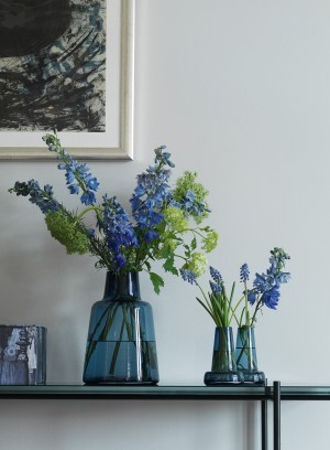 Holmegaard Flora Vase kurzer Hals blau 24cm