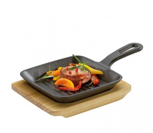 Küchenprofi BBQ Grill-/Servierpfanne mit Holzbrett 23 x 13,5 x 5,5cm