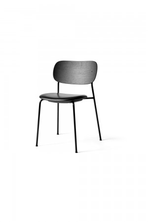 Menu Co Chair Dining Chair Black Steel Base Leather Dakar Seat and Back Black Oak Esszimmerstuhl  
